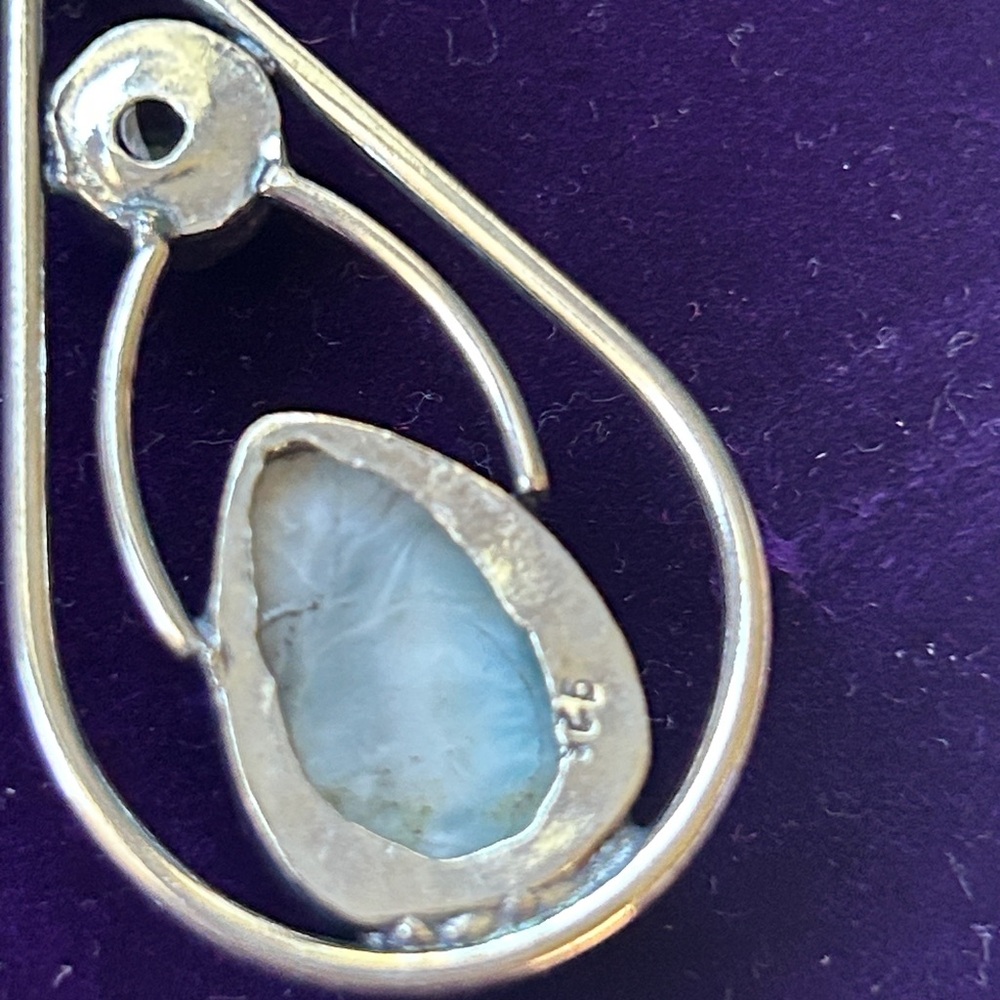 Larimar and‎ a labradorite gemstone sterling silver pendant necklace - Picture 2 of 4